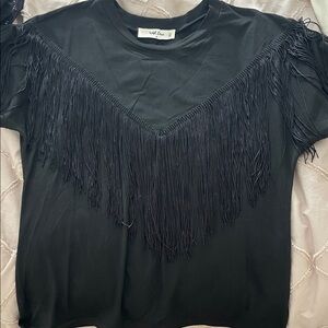Wild Love Black Fringe Tee